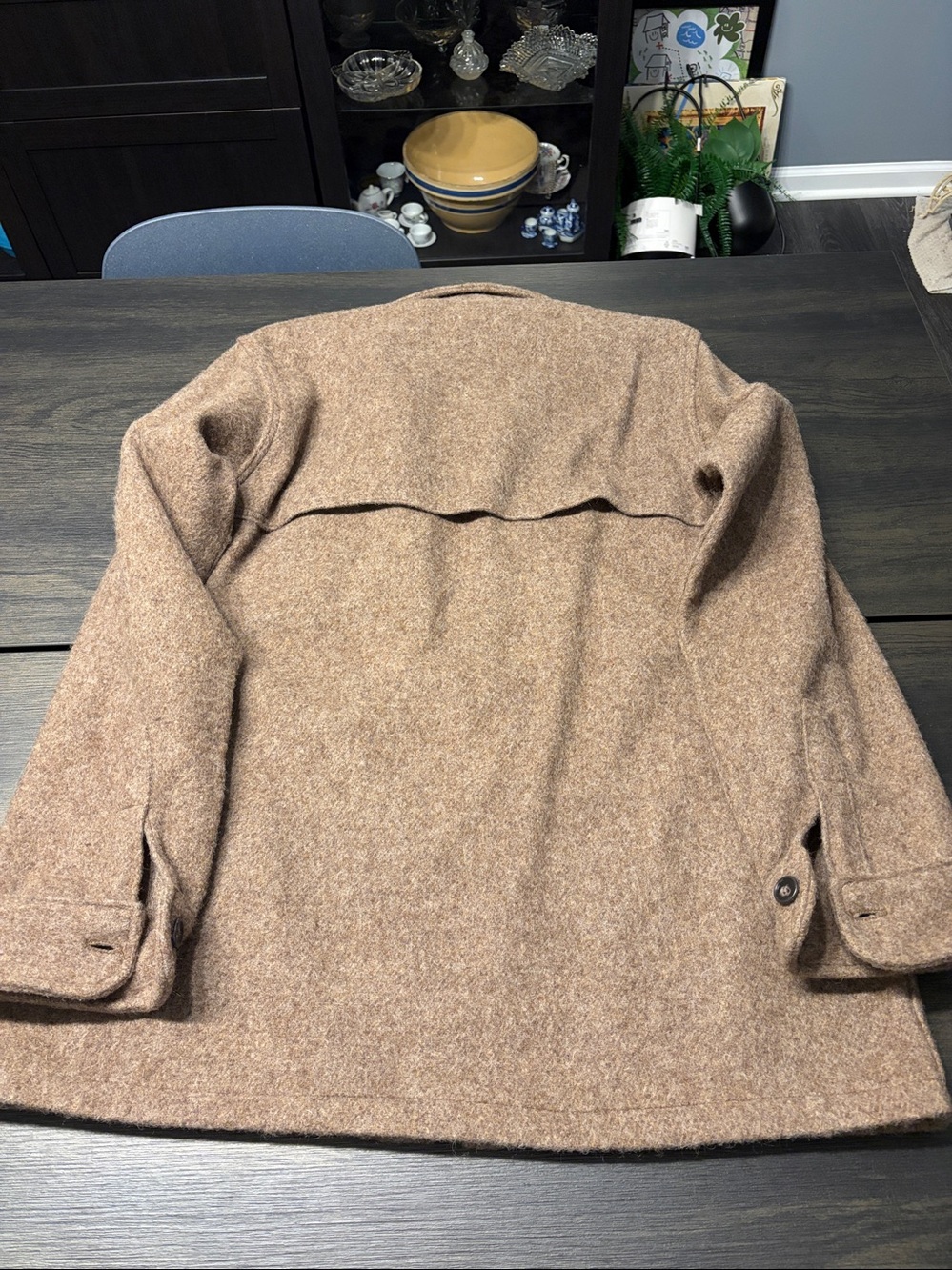 Vintage Woolrich Wool CPO Shirt Jacket Tan Beige Herringbone Mens M EUC - Picture 5 of 7